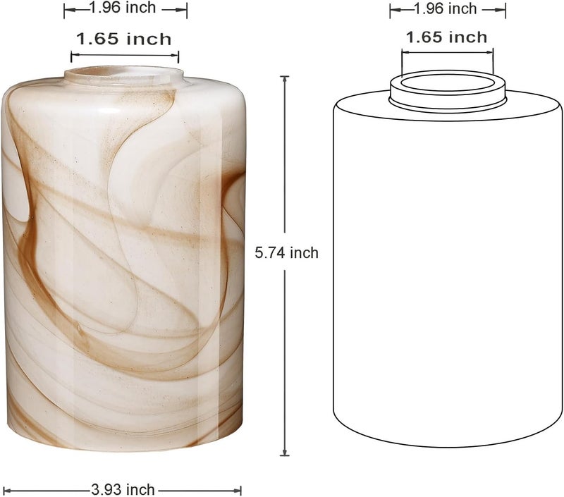 karyfine 3Packs Cylinder Glass LampShade for Wall Sconce Mini Pendant Ceiling Fan Light 1.65in fitter Art Glass Light Cover Replacement Fixture for bathroom,Table Lamp kitchen Chandelier (Brown Marble-4P) - Image 2